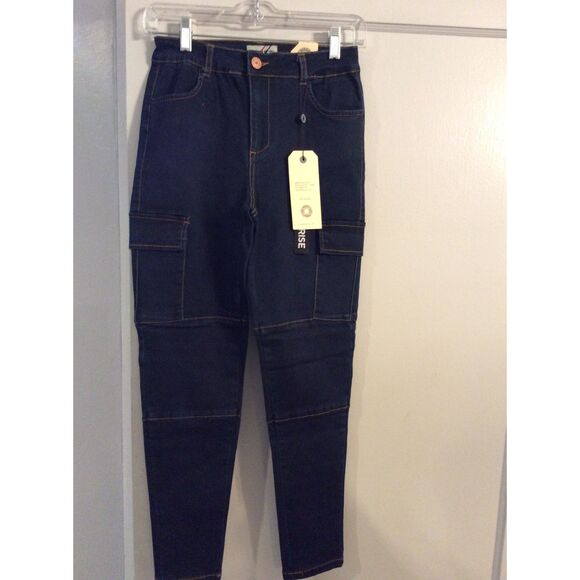 New NWT Denim Blvd Size 1 Super High Waist Carpenter Jeans Stretch - Picture 1 of 5